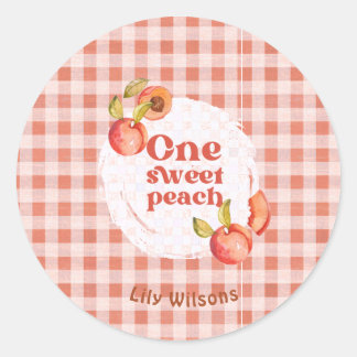 Sticker Rond Un anniversaire Peach doux 1ère année Rustique Gin