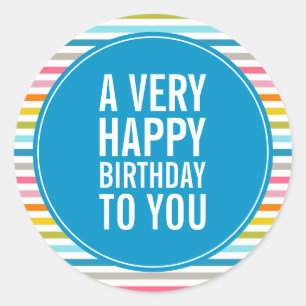 Sticker Rond Un Anniversaire Très Heureux Pour Vous Coloré