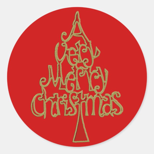 Sticker Rond Un arbre de Noël très joyeux (Devant)