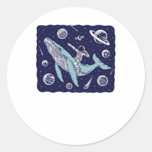 Sticker Rond Un astronaute chevauchant une baleine