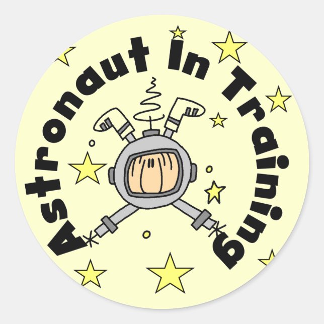 Sticker Rond Un astronaute en formation de tee-shirts et cadeau (Devant)
