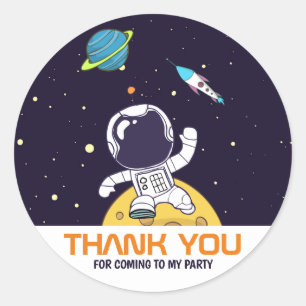Sticker Rond Un astronaute flotte en Merci spatial
