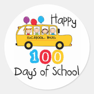 Sticker Rond Un autobus scolaire fête ses 100 jours