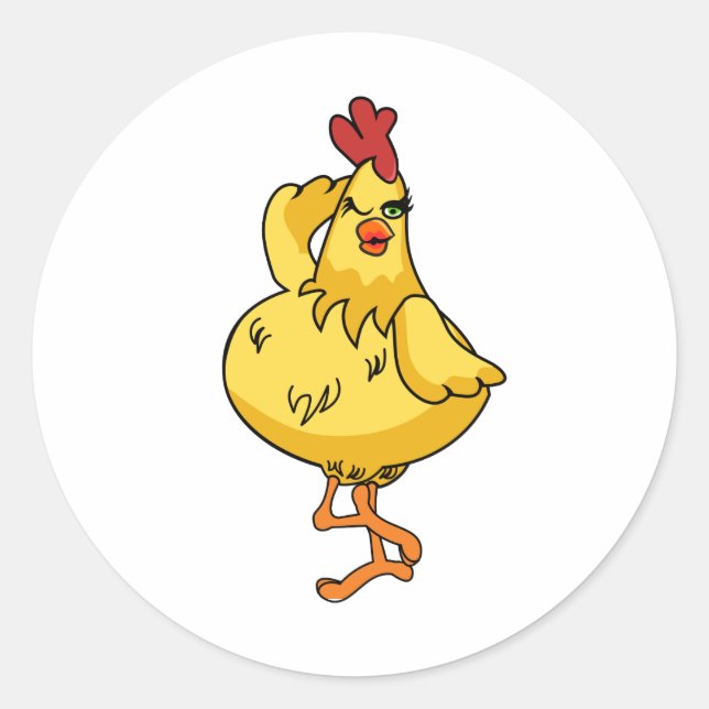 Sticker Rond Un autre poulet très stupide (Devant)