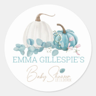 Sticker Rond Un Baby shower Automne Un Peu Citrouille