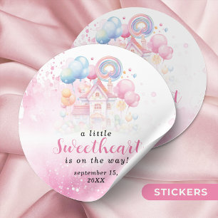 Sticker Rond Un Baby shower-bonbons un peu amoureux