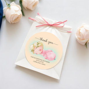 Sticker Rond Un Baby shower de petite fille doux