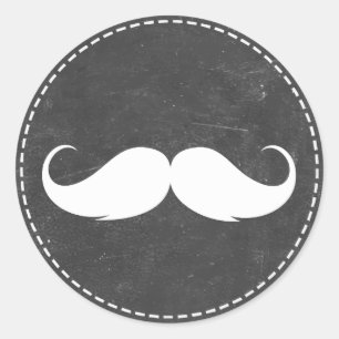 Sticker Rond Un Baby shower en damier simple à moustache