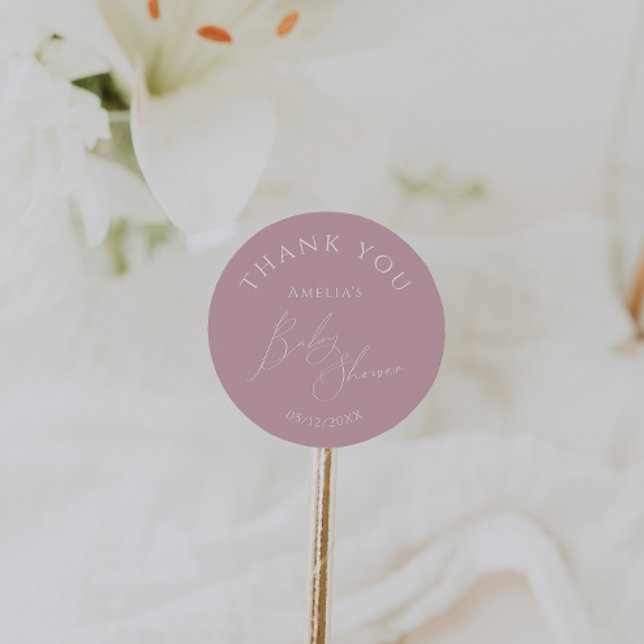 Sticker Rond Un Baby shower Rose capricieux et dusté privilégie (Créateur téléchargé)