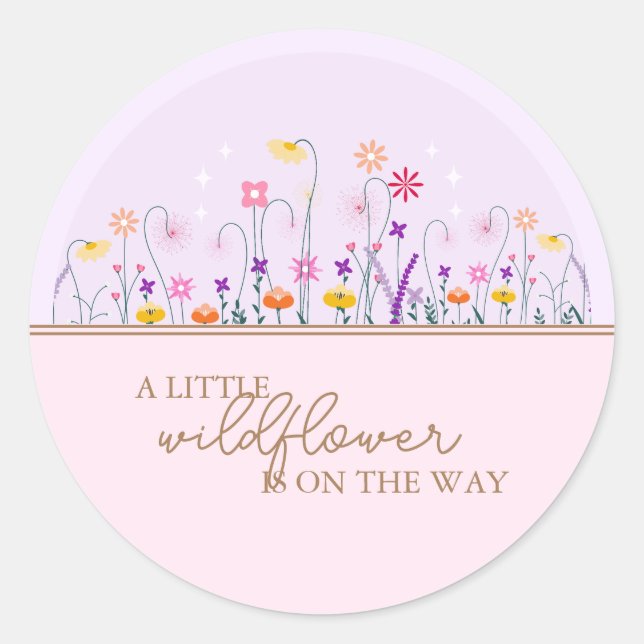 Sticker Rond Un Baby shower Un Peu Fleur sauvage, Moderne Et Dé (Devant)