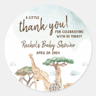 Sticker Rond Un Baby shower Un Peu Sauvage Un Safari Animaux 