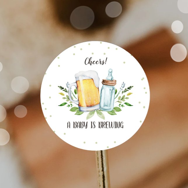 Sticker Rond Un bébé brasse des Baby showers Cheers Bouteilles (Créateur téléchargé)