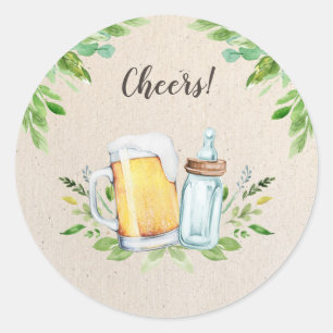 Sticker Rond Un bébé brasse des Baby showers Cheers Bouteilles