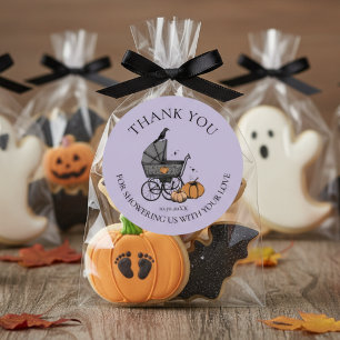 Sticker Rond Un bébé brasse du Merci de Baby shower d'automne