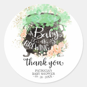 Sticker Rond Un bébé brasse du Merci de Baby shower d'Halloween
