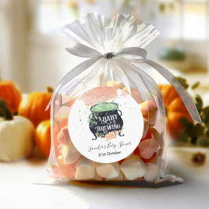 Sticker Rond un bébé brasse Halloween Baby shower Peach