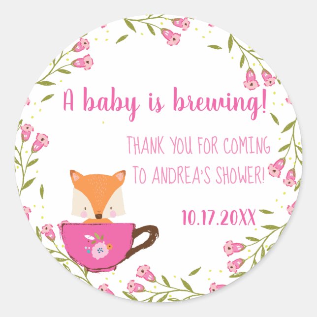 Sticker Rond Un bébé brasse rose Teacup Girl Douche (Devant)