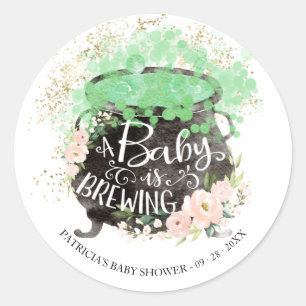 Sticker Rond Un bébé brasse un Baby shower d'Halloween