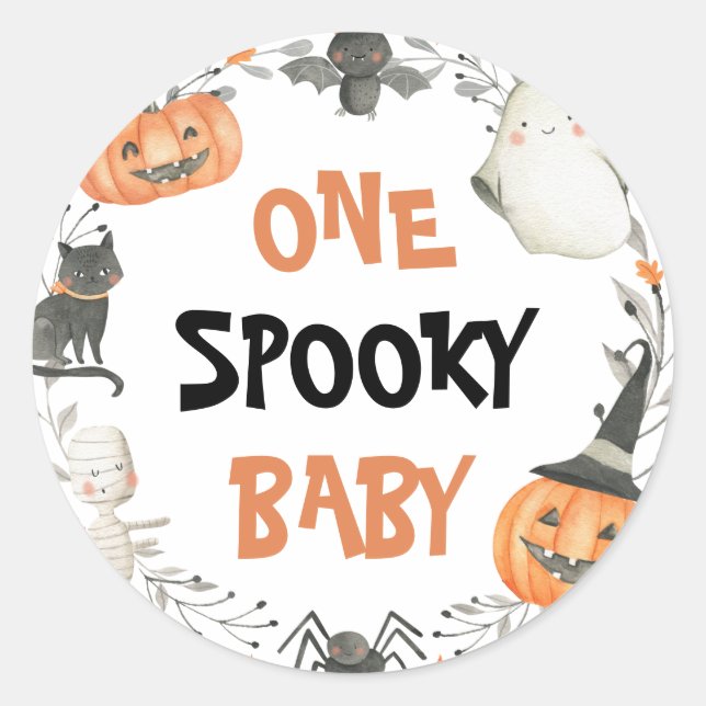 Sticker Rond Un bébé Éffrayant mignon Halloween Fantôme Anniver (Devant)