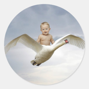 Sticker Rond Un bébé et le ciel de cygne