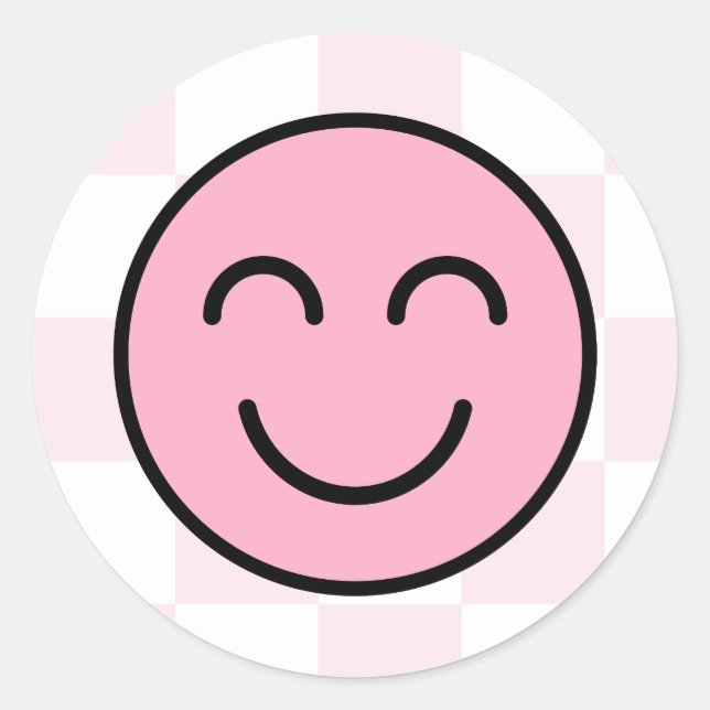 Sticker Rond Un Bébé heureux Happy Visage rose chèque (Devant)