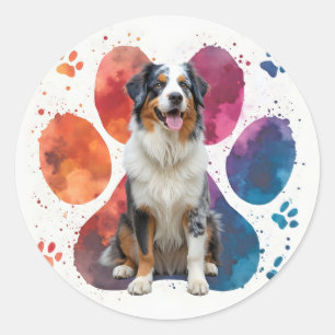 Sticker Rond Un berger australien en empreinte