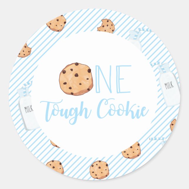Sticker Rond Un biscuit dur Lait et biscuits bleu Anniversaire (Devant)