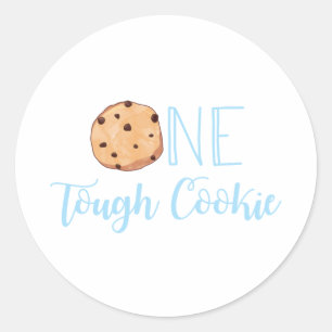 Sticker Rond Un biscuit dur Lait et biscuits bleu Anniversaire