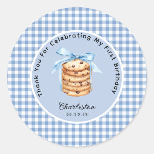 Sticker Rond Un biscuit intelligent Boys premier Merci d'annive