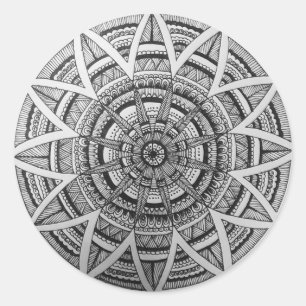 Sticker Rond Un bouton de conception de mandala