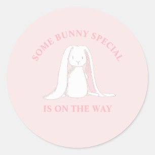 Sticker Rond Un Bunny Special est en route pour le Baby shower