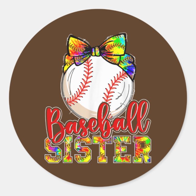 Sticker Rond Un Cadeau De Baseball Soeur Cute Pour Soeurs (Devant)