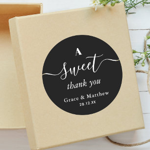 Sticker Rond Un Cadeau de Mariage Gentil Combinaison Noir et Bl