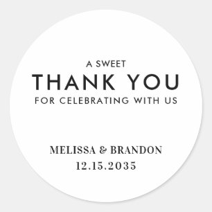 Sticker Rond Un Cadeau de Mariage Minimaliste Classique Merci D