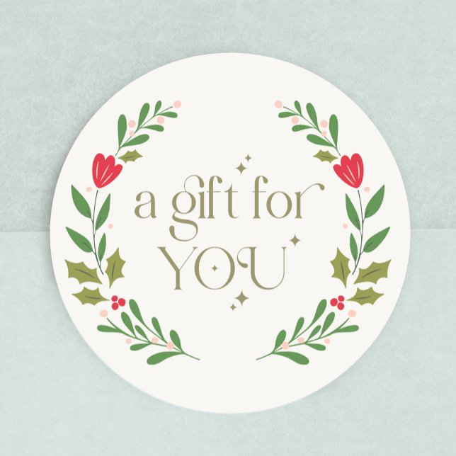 Sticker Rond Un cadeau pour vous certificat cadeau Wreath (Créateur téléchargé)