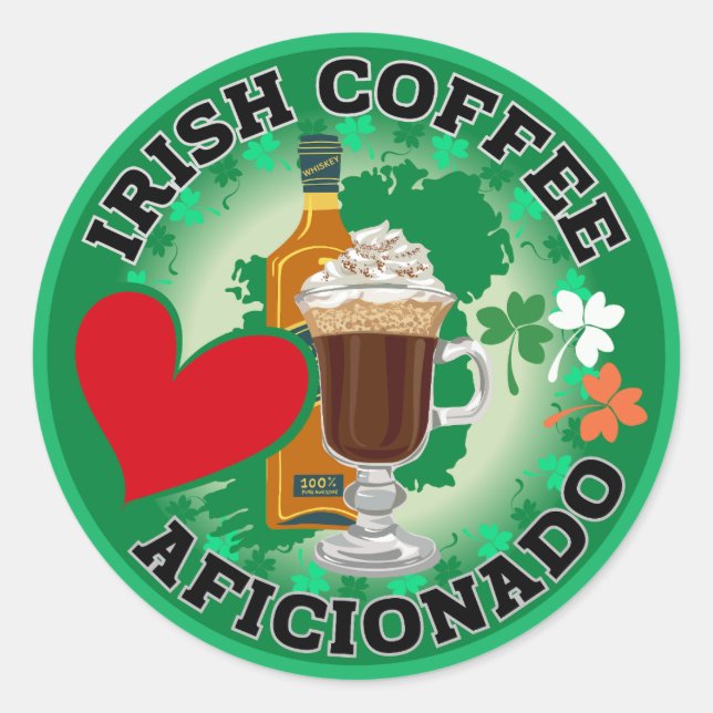 Sticker Rond Un Café Irlandais. (Devant)