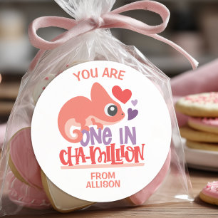 Sticker Rond Un Caméléon pour la Saint-Valentin