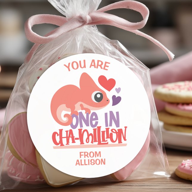 Sticker Rond Un Caméléon pour la Saint-Valentin (Personalized Valentine's Day Sticker )