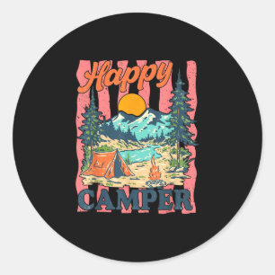 Sticker Rond Un campeur heureux garçon enfant en bas âge drôle