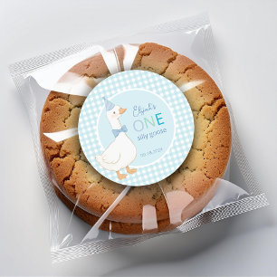 Sticker Rond Un Casquette du parti Silly Goose Blue Boy Premier