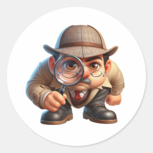 Sticker Rond Un chercheur privé à la recherche d'indices