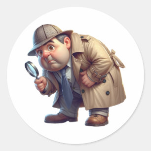 Sticker Rond Un chercheur privé à la recherche d'indices