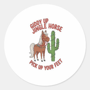 Sticker Rond Un Cheval À Jingle En Plein Air Ramasse Vos Pieds
