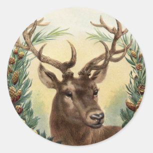Sticker Rond Un chevalier de cerfs, une scène d'automne avec d