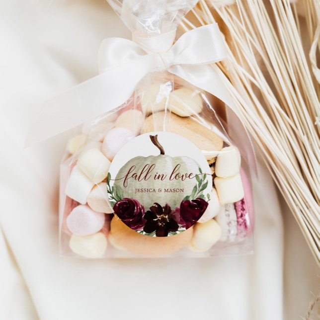 Sticker Rond Un Citrouille de Bourgogne rustique tombe amoureux (Créateur téléchargé)