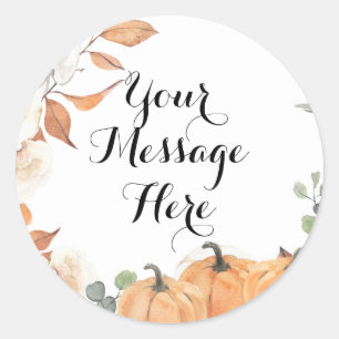 Sticker Rond Un Citrouille rustique tombe amoureux Votre messag