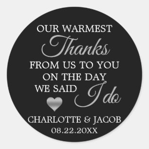 Sticker Rond Un coeur Mariage en argent chaud Merci   MERCI