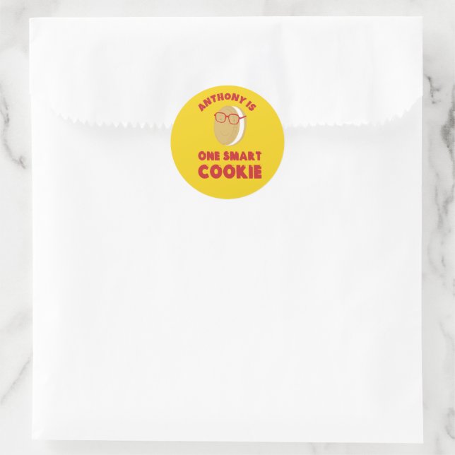Sticker Rond Un Cookie Intelligent Parti de Graduation Personna (Sac)
