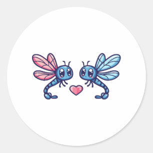 Sticker Rond Un couple de libellules amoureux de l'animal Saint