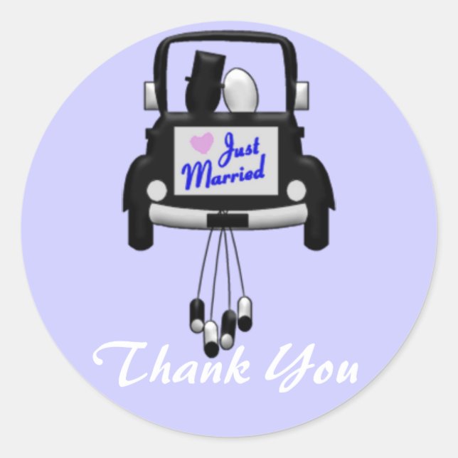 Sticker Rond Un couple de Mariages mariés dans les autos (Devant)